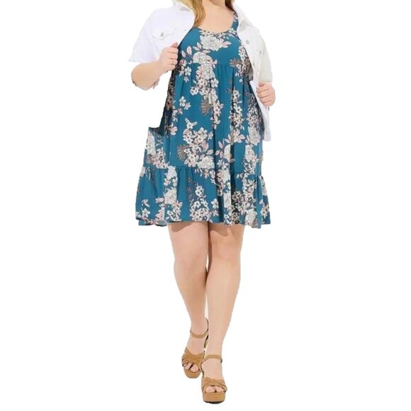 Torrid Mini Challis Tiered Tank Dress 3 3X Cottage Fairy Floral Babydoll 2023 - Picture 1 of 8